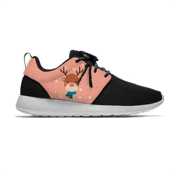 

elk animal christmas cartoon cute kids sport running shoes casual breathable lightweight 3d print sneakers boys children girls, Black