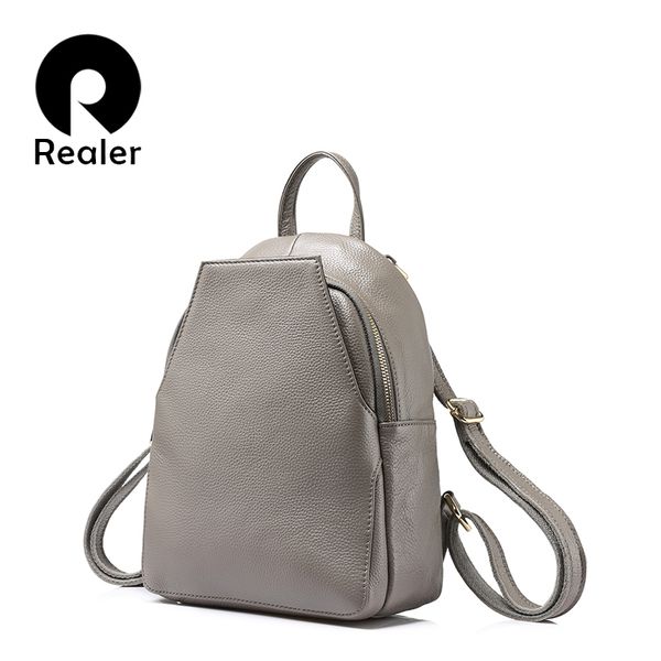 

realer fashion women female genuine leather backpacks for girls teenagers schoolbag small backpack ladies shoulder bag q190416