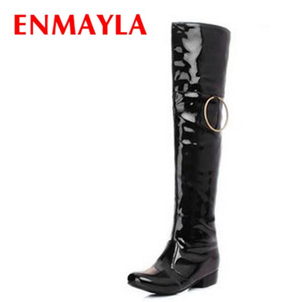 

enmayla selling womens flats shoes woman waterproof knee high knight boots and fashion rain long boots women, Black