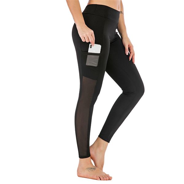 

1pcs 2019 women high waist tummy control hidden pocket mesh yoga leggings sport pants sport women fitness shorts breathable, White;red