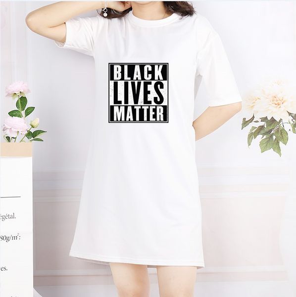 

fashion women's dresses summer new products long t-shirts with letter pattern black lives matter women's dresses wholesale size, Black;gray