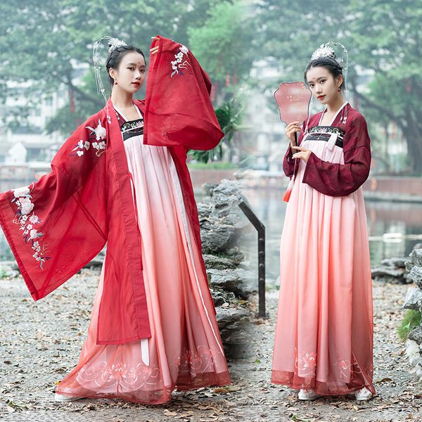 

p shoot new style traditional chinese clothing women's dress chest-high-waisted jacket skirt peony embroidered daily life el, Black;red