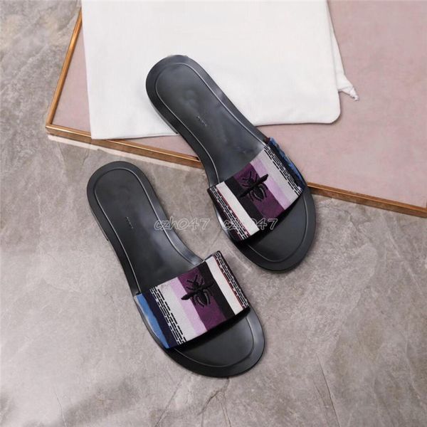 

sandals designer signature slide fashion womens slippers non-slip summer slippers striped slippers for women size 35-41