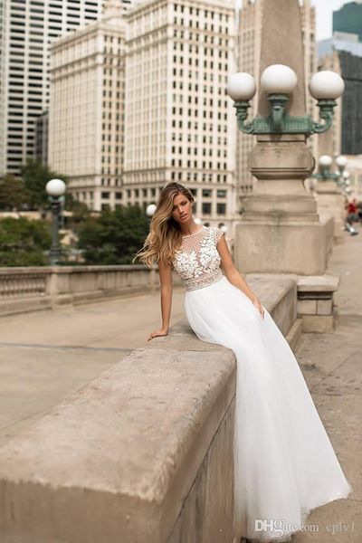 

a line beach milla nova шифон свадебные платья саудовская аравия с короткими рукавами корсетные свадебные платья с бисером 2019 h069, White