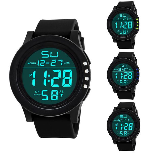 

new brand men digital watch waterproof dual led display electronic digital calender alarm sports fashion watch relogio, Slivery;brown