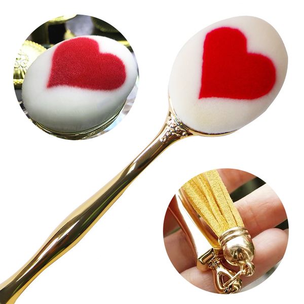 

red heart soft nail cleaning brush acrylic uv gel dust remover pen foundation eyeshadow brush professional nail care tool, Yellow