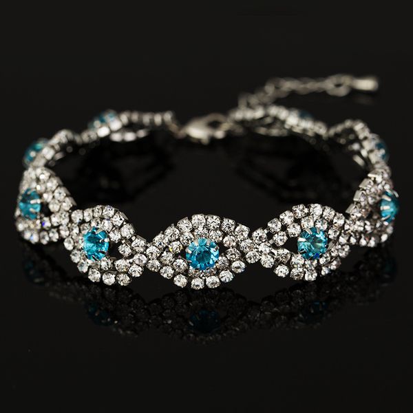 

Luxury Designer Jewelry Women Bracelets Wedding Crystal Bracelet with Stones Silver Bracelets Bangles Turkish Blue Jewelry