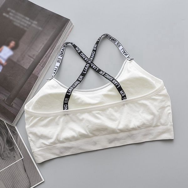 

letter print bra beauty back tanks women seamless bra female tube underwear x, Black;white