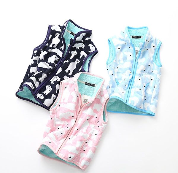 

children autumn winter horse clip outside wearing a warm plush vest, Blue