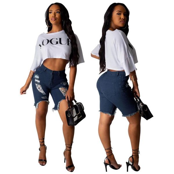 

new arrival women short jeans knne length women denim jeans ripped hollow street half pants fashion summe for, Blue