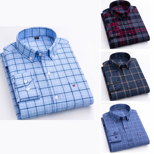 

men's casual shirts fashion cotton long-sleeve shirt loose breathable striped plaid shirt,square collar youth, White;black