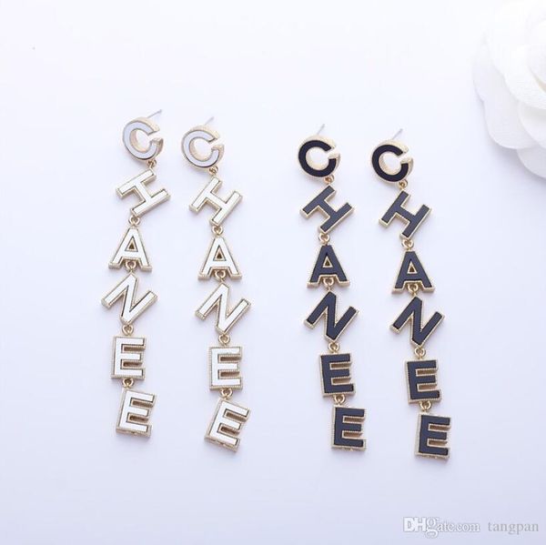 

brass new letter resin acrylic black white long earrings female earrings personality intellectual ear jewelry, Gray