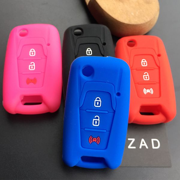 

zad silicone car key cover case for ssangyong korando 3 button floding key set holder protector skin shell