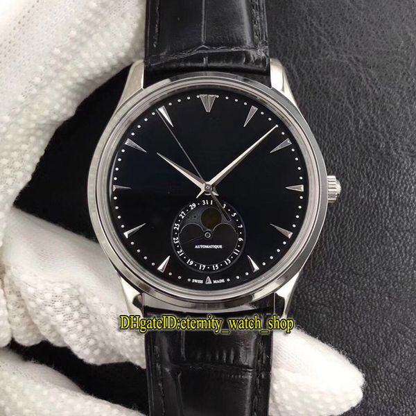 

zf version master ultra thin moon 1368470 black dial cal.925/1 automatic mens watch correct moon phase leather strap steel-case watches, Slivery;brown