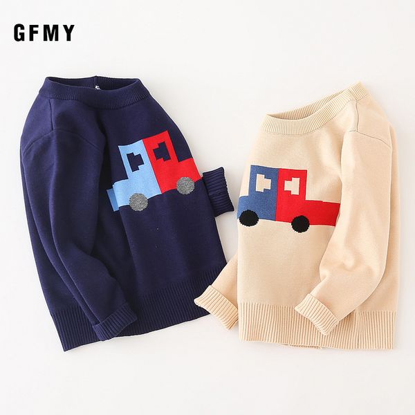 

gfmy 2019 autumn winter 5 styles cute print 24m children's sweaters robot bright colors o-collar 2year baby top, Blue