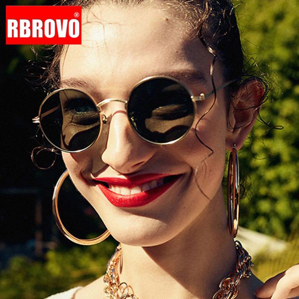 

rbrovo round retro sunglasses women 2020 sunglasses women vintage glasses for mirror feminino, White;black