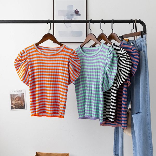 

bizheng coat ] 2020 loose short half sleeve women's striped 3400 [bizheng coat t-shirt 2020 loose short half sleeve t-shirt women&#03, White