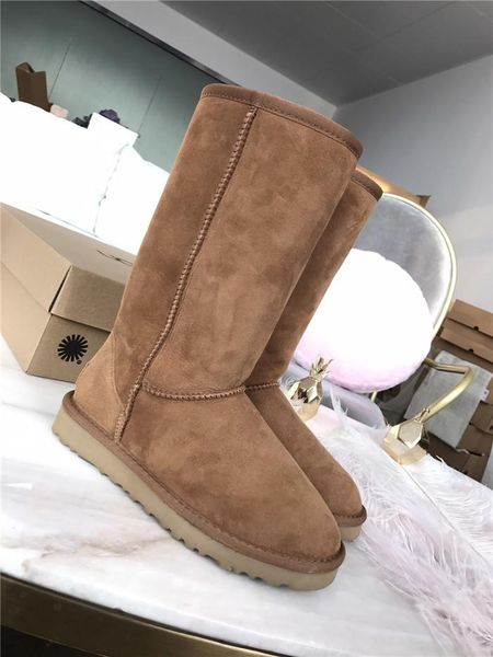 

new high-end brand suede plus velvet warm australian snow boots mid boots leather cotton boots wild fashion shoes 01, Black