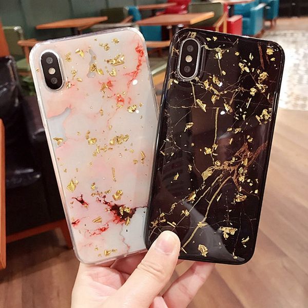 

Роскошный золотой фольги Bling мраморный чехол для телефона для iPhone X 6 6s 7 8 плюс крыш