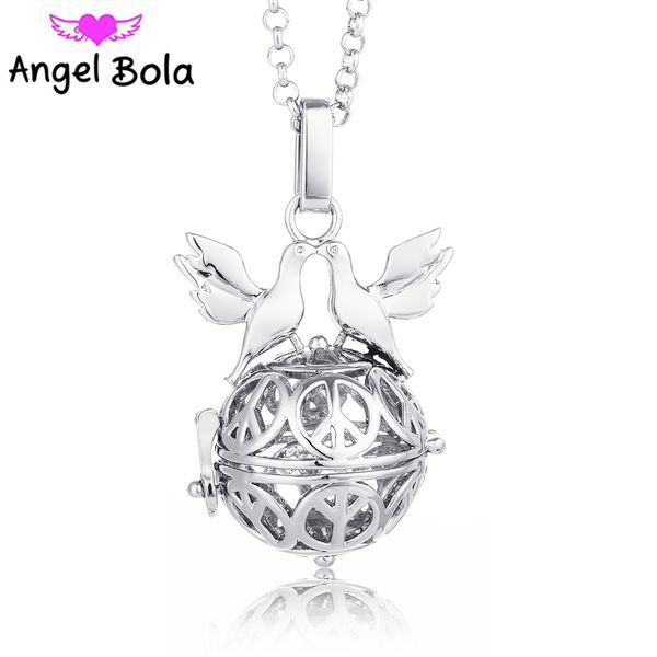 

angel bola necklaces essential oil jewelry peace dove design oil cage sound ball pendant for maternity necklaces l001, Silver