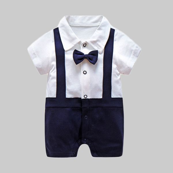 

new born baby clothing summer gentleman rompers 0-12m baby boys cotton jumpsuit baby body clothes newborn thin costumes, Blue