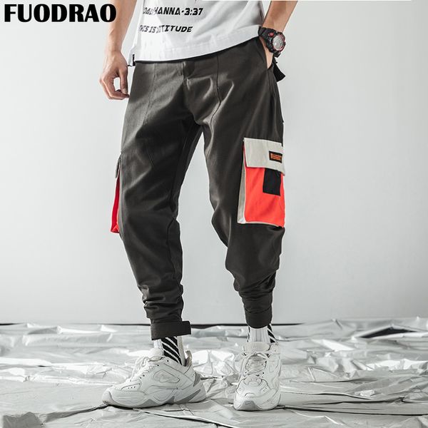 

FUODRAO Harajuku Harem Pant Men Joggers Patchwork Cargo Pants Hip Hop Streetwear Japanese Pockets Sweatpants Plus Size 5XL K187