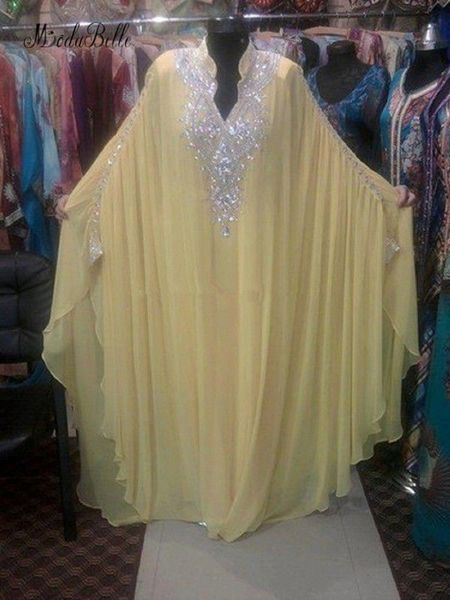 

modabelle yellow arabic evening dress plus size abendkleider lange kristall v-neck chiffon long sleeve muslim long evening gowns, White;black