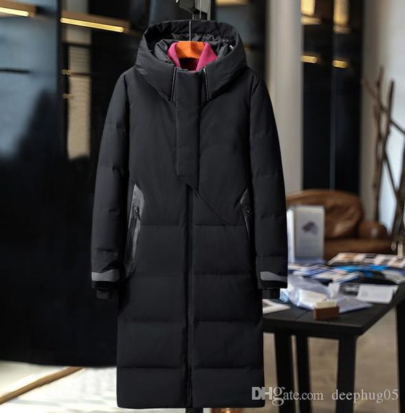 

winter men's duck down jackets coats real rabbit fur men women lovers fashion thick warm parka classic mens jaqueta masculina, Black