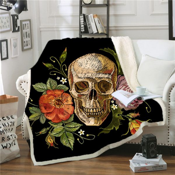

blankets for beds skull couverture polaire adulte throw blanket colcha de cama casal sherpa manta para sofÃ¡ drop shipping