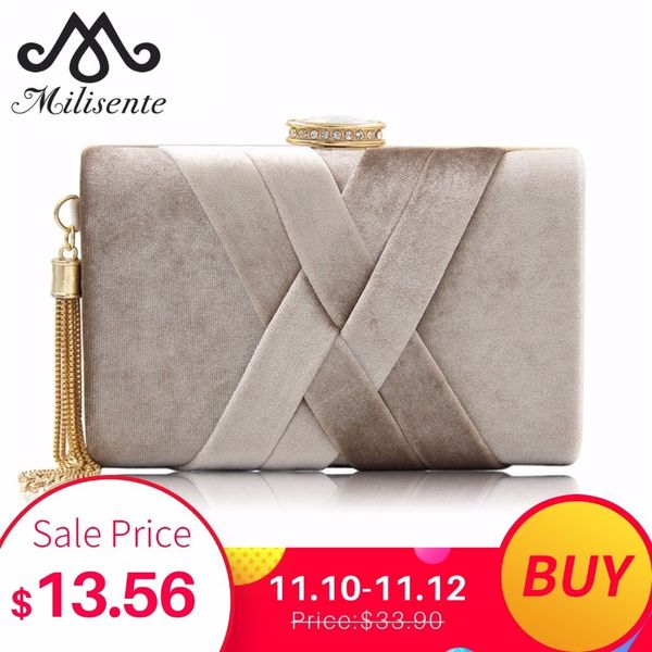 

milisente 2018 new arrival women clutch bags suede clutches purses ladies tassels evening bag wedding clutches d18110106