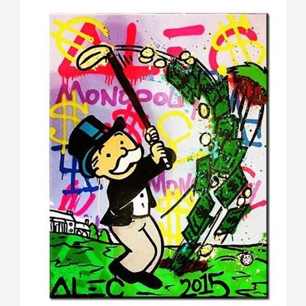 

alec monopoly handpainted /hd print street graffiti pop wall art oil painting on canvas office art culture multi sizes /frame options g298