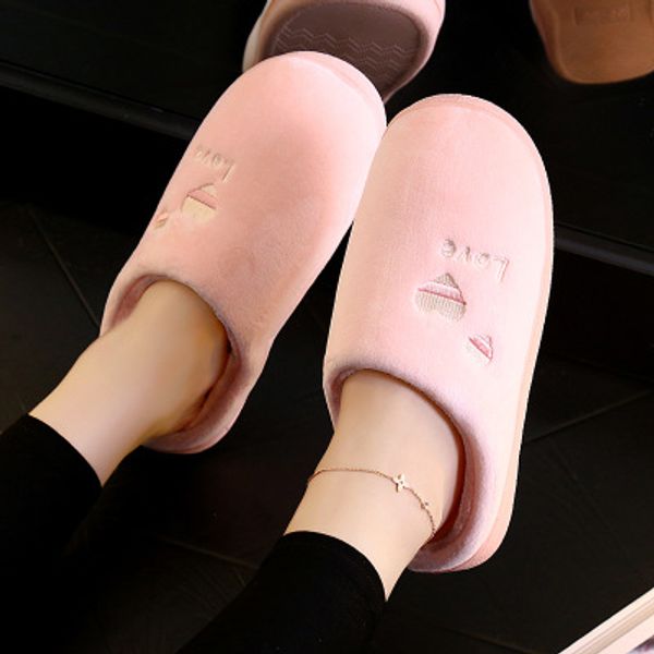 

men and womens designer flip flop home cotton slippers indoor non-slip warm plush cotton drag men and women couple cotton slippers 2019, Black