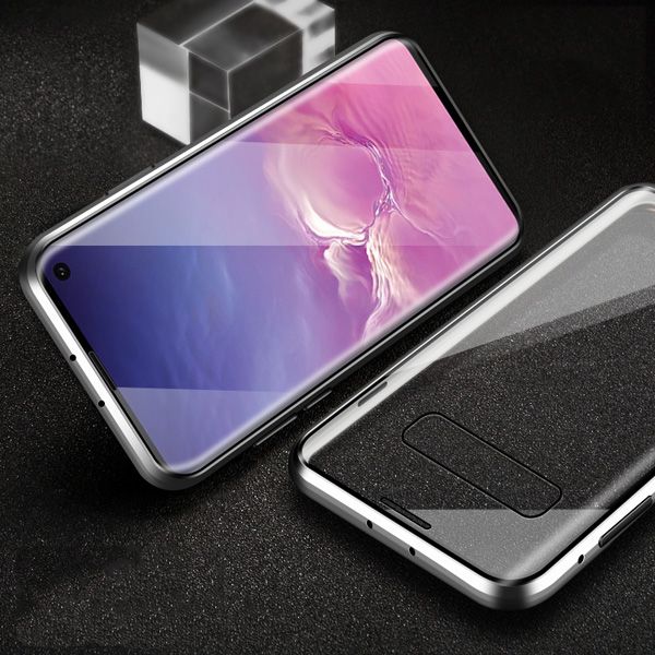 

magnetic metal case for samsung galaxy s10 lite s9 s8 plus note 10 pro 9 8 a7 2018 a50 a60 a70 double side tempered glass cover