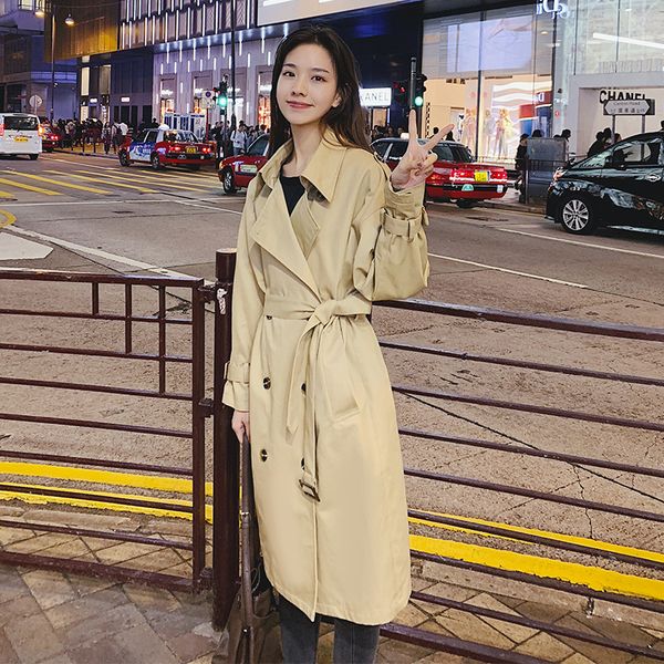 

spot spring and autumn long windbreaker 8146a-905 large goods, Tan;black