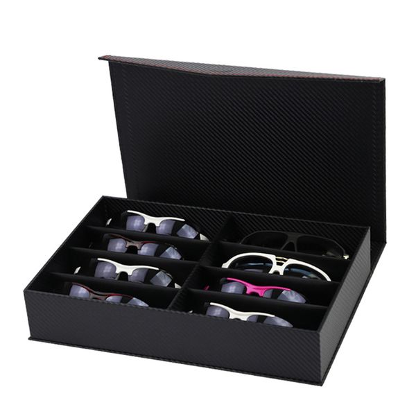 

new 8 grids black sunglasses display box eyeglasses storage organizer men women glasses showcase jewelry storage organizer, Pink;blue