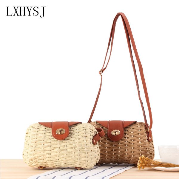 

new rattan madam shoulder messenger bag hand made straw bags summer leisure beach bag lady handbag handbags