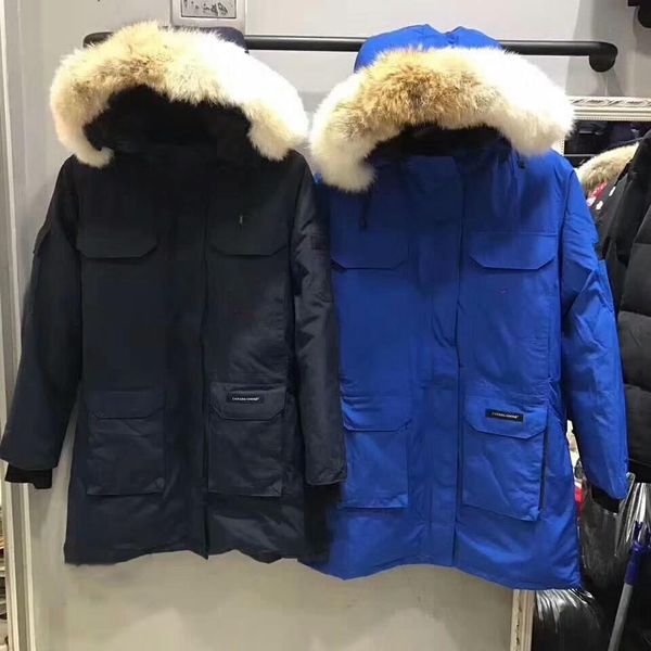 

version down jacket wolf fur collar outdoor big g00se down jacket men and women jacket hfbyyrf008, Black;brown