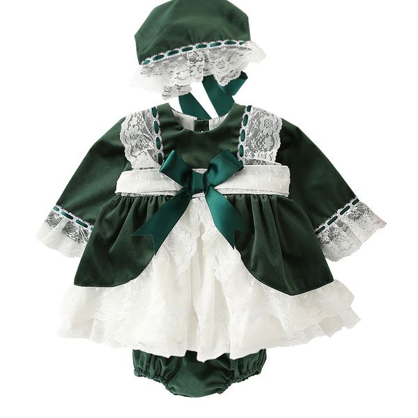 

newborn baby girls birthday dress +underpant+hat lace first party dress infant christening gown toddler girls clothes with bow, Red;yellow