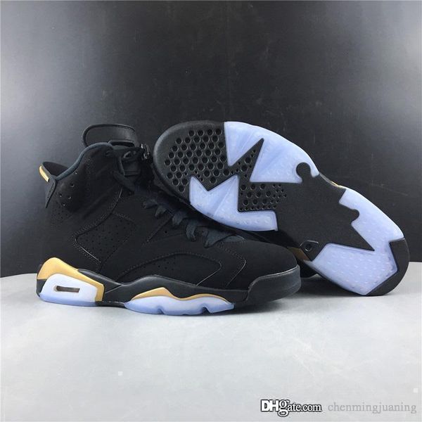 

air authentic 6 dmp defining moment black retro man basketball shoes black nubuck upper metallic gold 6s men sports sneakers ct4954-007