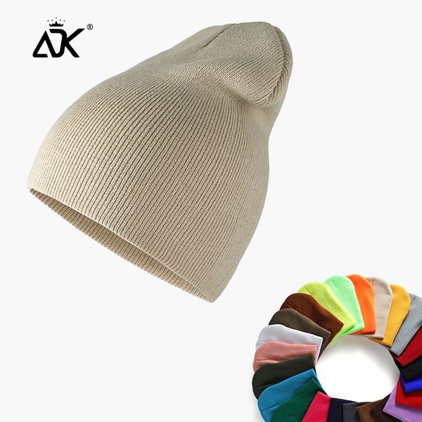 

men's hats stretchy casual cap woman bonnet pure color hats for girls baggy long ribbed knitted birmless beanie