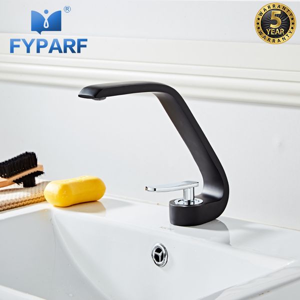 2019 Fyparf Black Bathroom Faucet New Hot Sell Brass Baking Finish