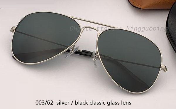 

new sunglasses pilot women/men classic uv400 rd3025 lens black aviation glasses glass 55mm sun 62mm 58mm size real brand ga olrt, White;black