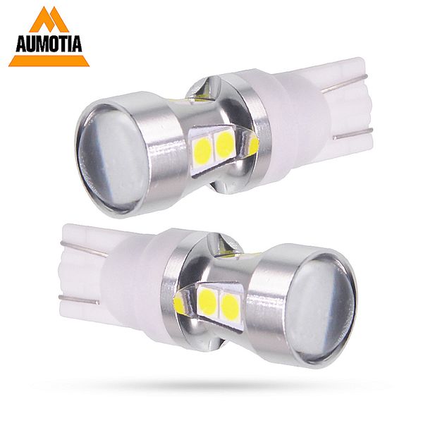 

50x car led t10 w5w 10 led 3030 smd auto nonpolarity interior parking light external light dc9-28v lens