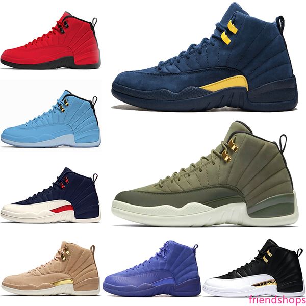 

12 men basketball shoes 12s wings class of 2003 michigan bulls university blue college navy designer trainer sport sneaker discount online