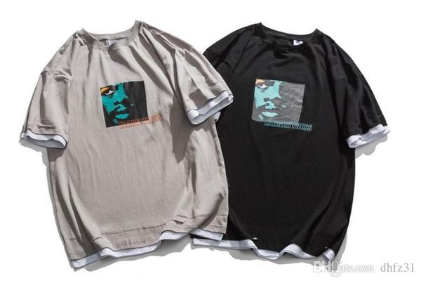 

summer new men's casual casual short-sleeved trendy characters printed thin t-shirt men, White;black