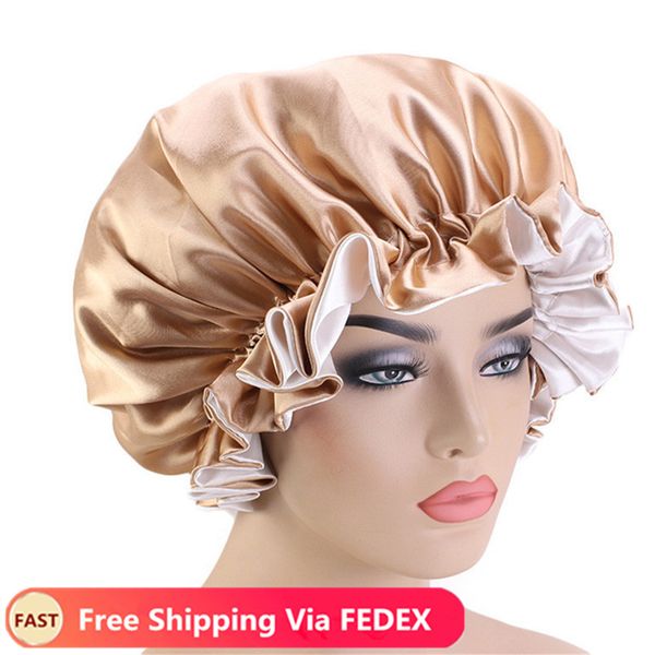 

women hair accessories beauty salon cap satin sleep night cap head cover bonnet hat for for curly springy hair