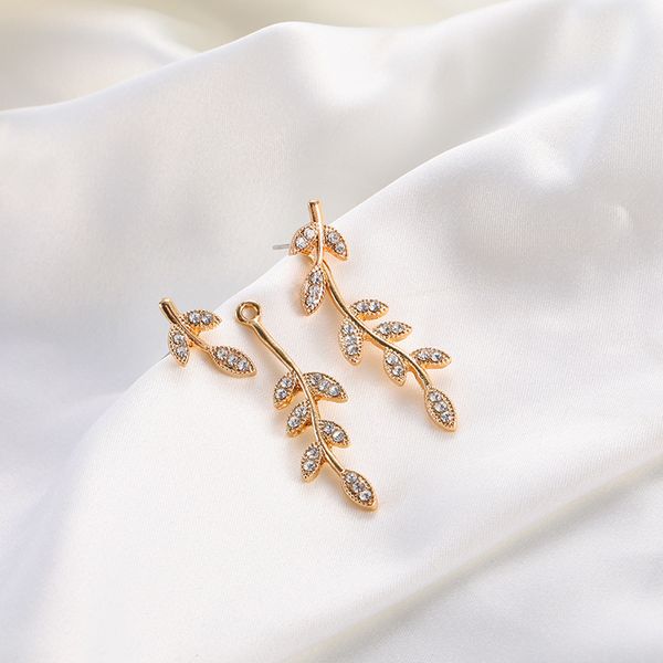 

fashion jewelry olive leaf pendant removable for two wear earrings rhinstone rhinstone dangle stud earings s752, Silver