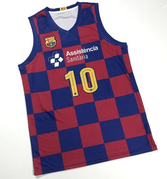 

new messi #10 basketball jerseys euroleague spain print custom any name number 4xl 5xl 6xl jersey, Black;red
