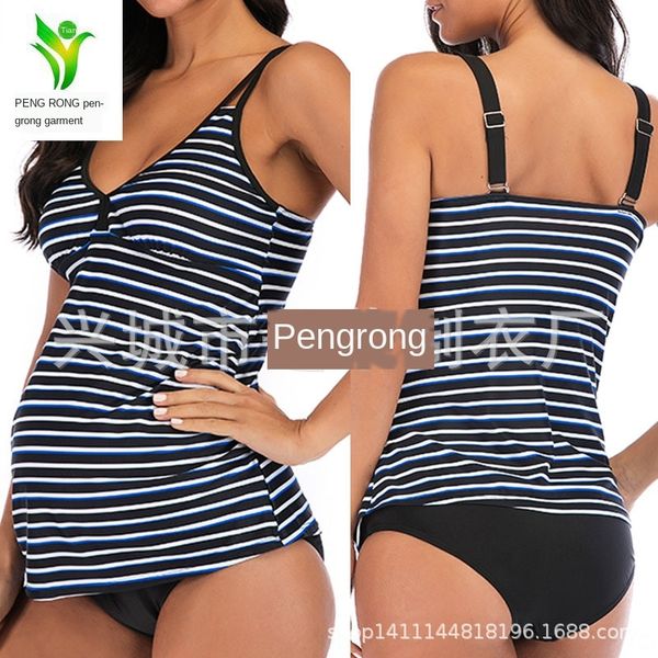 

2020 striped printing pregnant split 2020 women's striped printing pregnant women's split swimsuit swimsuit swimsuit, White;black