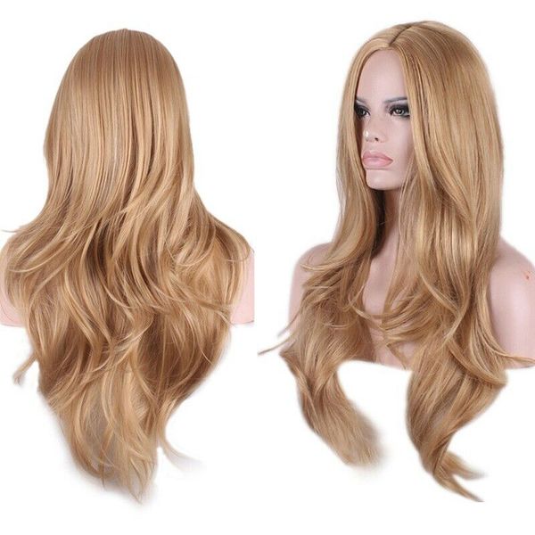 Details About Sexy Brown Blonde Long Hair Full Wig Real Luxury